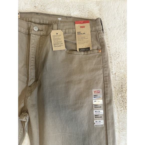 NEW Men's Levis‎ 505 Regular Jeans Stretch  Light Brown  W38 L32 - Picture 6 of 16